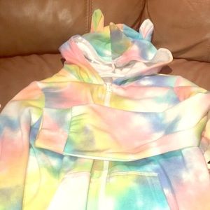Unicorn Tie Dye Full Zip Hoodie by FabKids NWOT